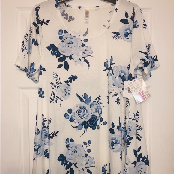 LuLaRoe Tops - NWT Lularoe medium M white blue floral perfect tee